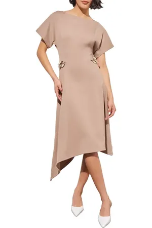 Ming Wang Asymmetric Midi Dress in at Nordstrom, Size Xx-Small