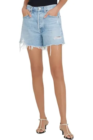 AGOLDE Parker Long High Waist Cutoff Denim Shorts in at Nordstrom, Size 33