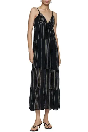 MANGO Dobby Stripe Cotton Blend Sundress in at Nordstrom, Size 8