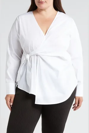 UNIVERSAL STANDARD Front Wrap Poplin Shirt in at Nordstrom, Size Xs