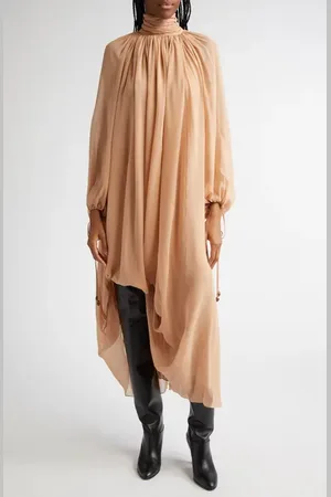Chloé Long Sleeve Silk Georgette Dress in at Nordstrom, Size 10 Us