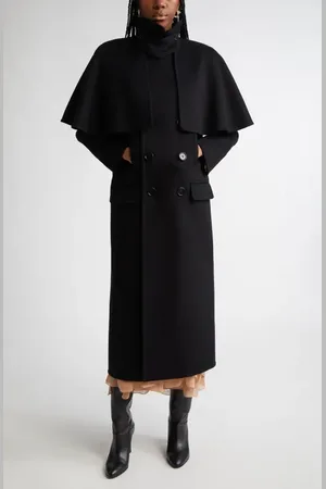 Chloé Double Breasted Wool Coat with Removable Cape in at Nordstrom, Size 6 Us