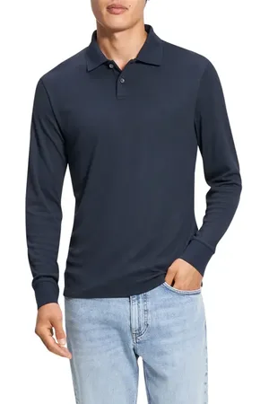 THEORY Goris Anemone Milano Long Sleeve Polo in at Nordstrom, Size Small