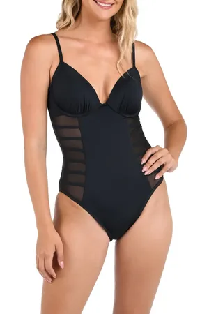 La Blanca Island Mesh Stripe Mesh Underwire One-Piece Swimsuit in at Nordstrom, Size 4