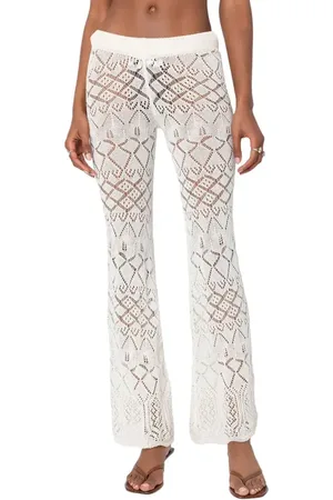Edikted Fable Mixed Open Stitch Cotton Blend Pants in at Nordstrom, Size Large