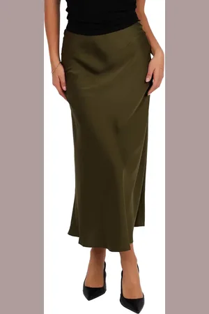 Petal & Pup Nellie Satin Midi Skirt in at Nordstrom, Size Large