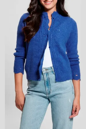 Guess Macie Pointelle Detail Cardigan in at Nordstrom, Size Small