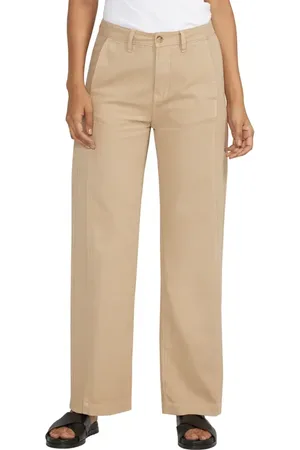 JAG High Waist Wide Leg Cotton & Linen Trousers in at Nordstrom, Size 14 X 30
