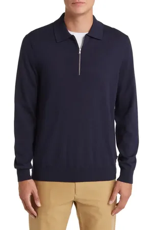 NN.07 Quarter Zip Wool Polo Sweater in at Nordstrom, Size Small