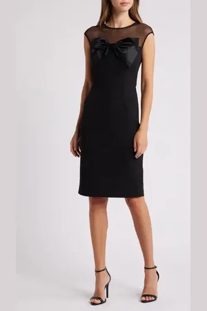 Eliza J Bow Mesh Yoke Sheath Dress in at Nordstrom, Size 12