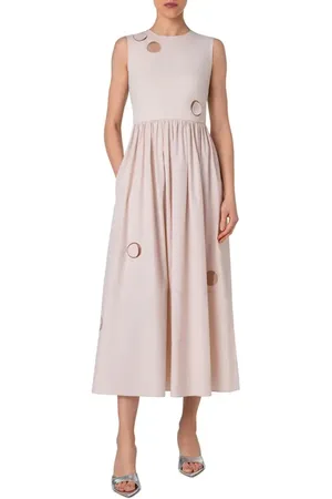 AKRIS Dot Cutout Mixed Media Midi Dress in at Nordstrom, Size 10