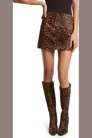 Michael Kors Leopard Print Genuine Calf Hair Skirt in at Nordstrom, Size 12