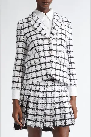 Thom Browne Windowpane Check Tweed Blazer in at Nordstrom, Size 2 Us