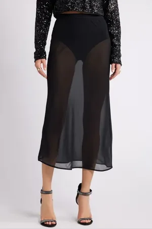 Open Edit Sheer Chiffon Midi Skirt in at Nordstrom, Size Xx-Large