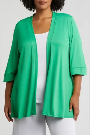 24Seven Comfort Apparel Open Front Cardigan in at Nordstrom, Size 2X