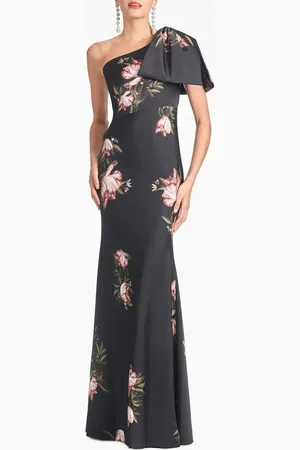 Sachin & Babi Aubrey Floral One-Shoulder Satin Crepe Mermaid Gown in at Nordstrom, Size 0