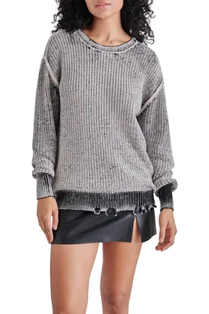 Steve Madden Nelson Distressed Hem Cotton Sweater in at Nordstrom, Size X-Small