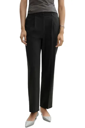 MANGO Pleated Straight Leg Ankle Pants in at Nordstrom, Size 0