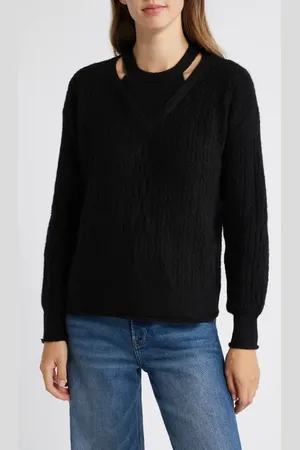 Wit & Wisdom V-Neck Sweater with Bib in at Nordstrom, Size X-Large