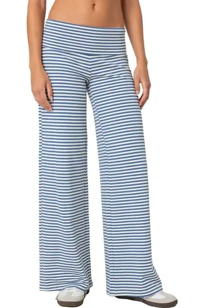 Edikted Lilah Stripe Foldover Pants in at Nordstrom, Size Medium