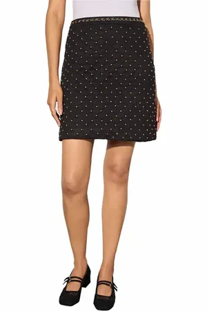 Ming Wang Quilted Stretch Faux Suede Skirt in at Nordstrom, Size X-Large