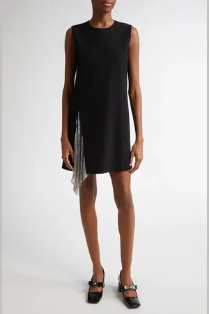 VERSACE Metallic Mesh Inset Virgin Wool Cocktail Dress in at Nordstrom, Size 4 Us