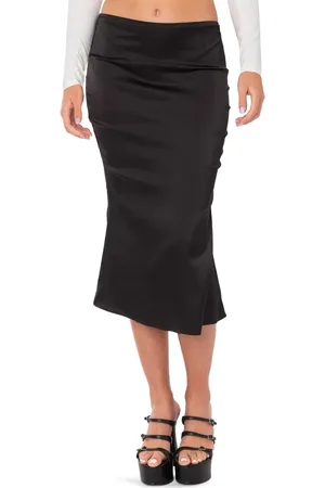 Edikted Low Rise Satin Midi Skirt in at Nordstrom, Size X-Large