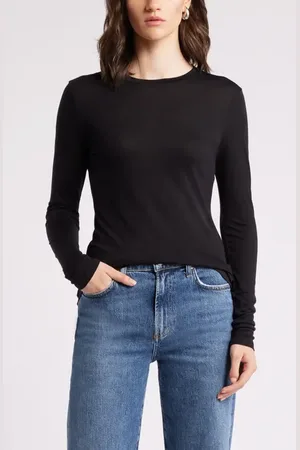 Nordstrom Long Sleeve Lyocell & Wool T-Shirt in at , Size X-Small