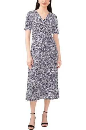 Chaussmoi Floral Belted V-Neck Midi Dress in at Nordstrom, Size Medium