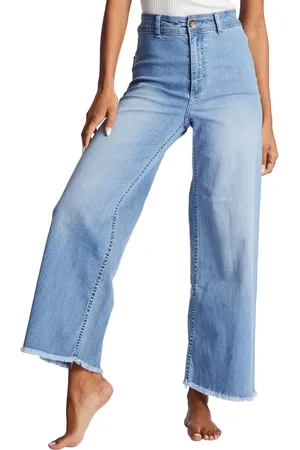 Billabong Free Fall Fray Hem Stretch Wide Leg Jeans in at Nordstrom, Size 24