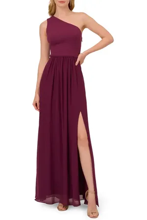 Adrianna Papell One-Shoulder Crepe Chiffon Gown in at Nordstrom, Size 4