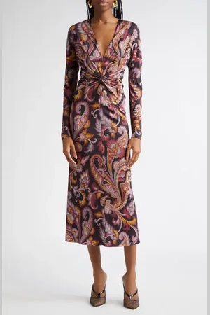 Etro Paisley Long Sleeve Stretch Twill Dress in at Nordstrom, Size 4 Us