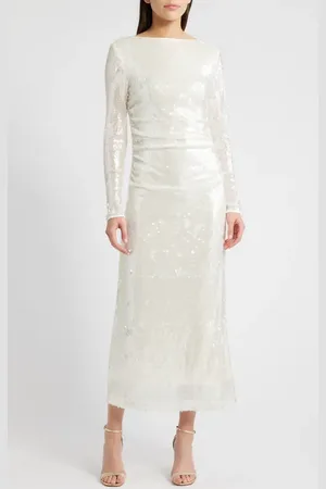 WAYF Kieran Sequin Cowl Back Long Sleeve Cocktail Dress in at Nordstrom, Size Xx-Small