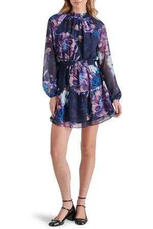 Steve Madden Rylan Print Long Sleeve Minidress in at Nordstrom, Size X-Small