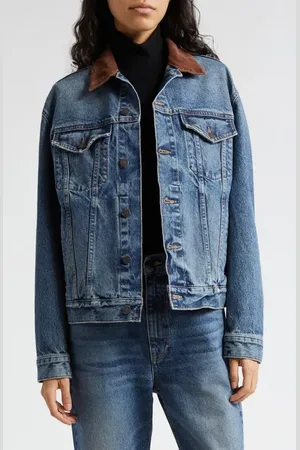NILI LOTAN Chesney Denim Trucker Jacket in at Nordstrom, Size X-Small