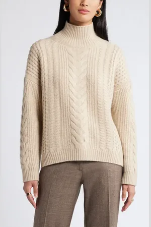 Nordstrom High Low Mock Neck Fisherman Sweater in at , Size Small