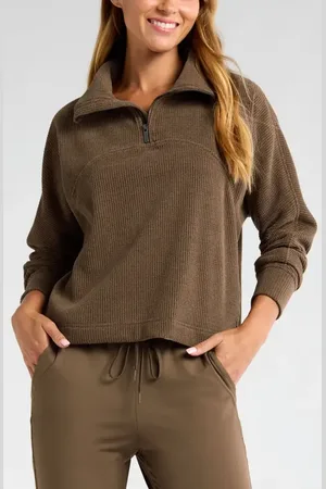 Zella Half Zip Waffle Stitch Sweatshirt in at Nordstrom, Size Xx-Large