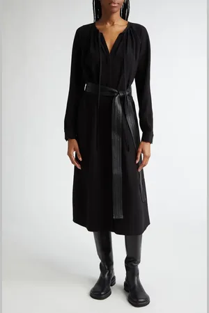 Proenza Schouler Enya Long Sleeve Matte Crepe Belted Dress in at Nordstrom, Size 4