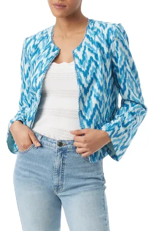 Sam Edelman Dixie Chevron Print Linen Blend Jacket in at Nordstrom, Size X-Small