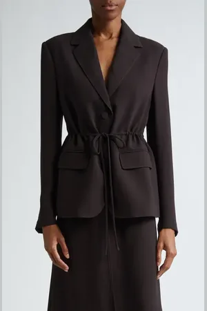 ST. JOHN Fluid Satin Back Crepe Drawstring Blazer in at Nordstrom, Size 0
