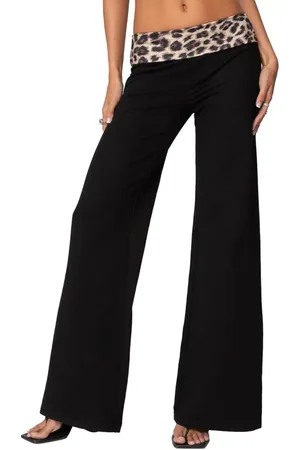 Edikted Foldover Waist Wide Leg Pants in at Nordstrom, Size Medium