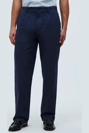 Madewell Pleated Relaxed Straight Leg Cotton & Hemp Pants in at Nordstrom, Size 28