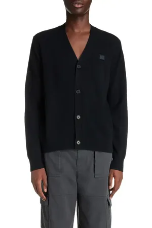 Acne Studios Face Logo Wool Cardigan in at Nordstrom, Size Medium