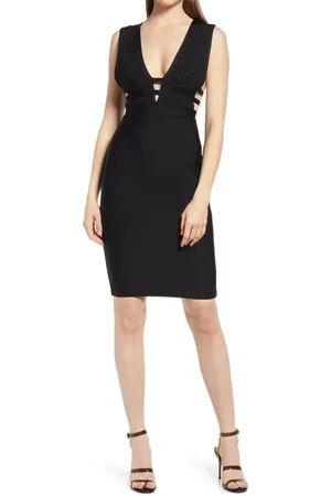 Bebe Plunge Neck Bandage Dress in at Nordstrom, Size X-Small
