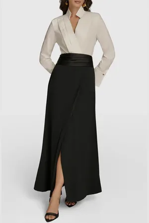Donna Karan Contrast Long Sleeve Gown in at Nordstrom, Size 4
