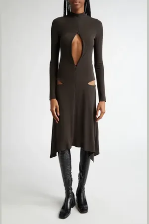 Courrèges Volcano Asymmetric Jersey Midi Dress in at Nordstrom, Size 2 Us