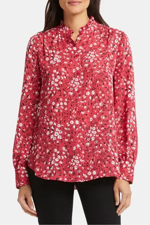 NYDJ Ruffle Neck Blouse in at Nordstrom, Size Medium