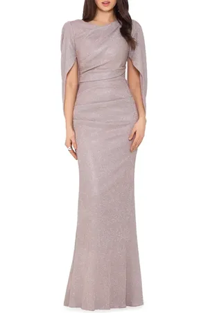 Betsy & Adam Cape Sleeve Trumpet Gown in at Nordstrom, Size 14