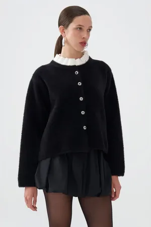 Nocturne Crystal Embellished Buttoned Cardigan in at Nordstrom, Size Small