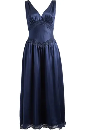 Reformation Stasia Lace Trim Silk Charmeuse Midi Dress in at Nordstrom, Size 4